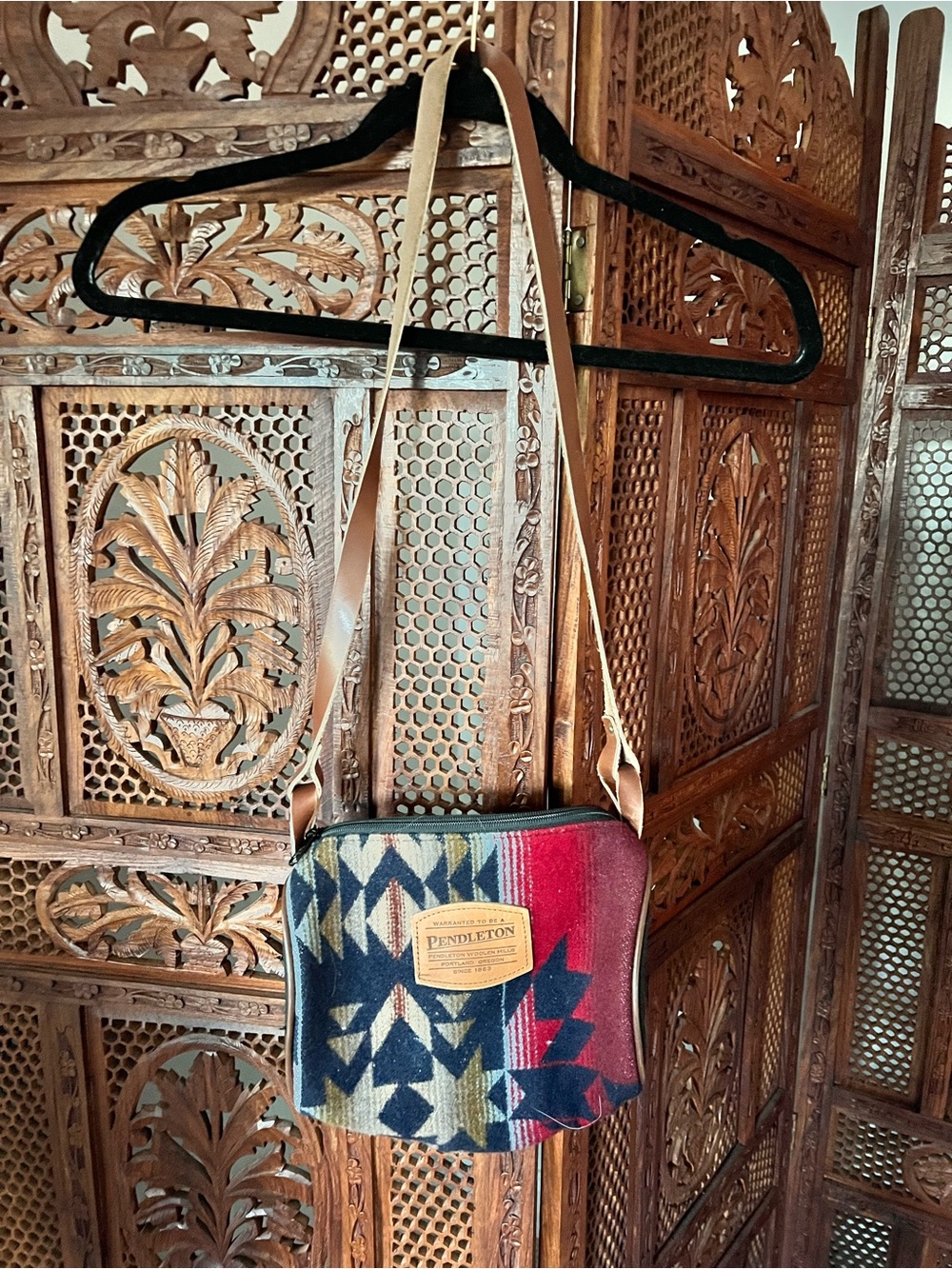 Pendleton Wool Aztec Shoulder Bag in Navy, Red & Tan
